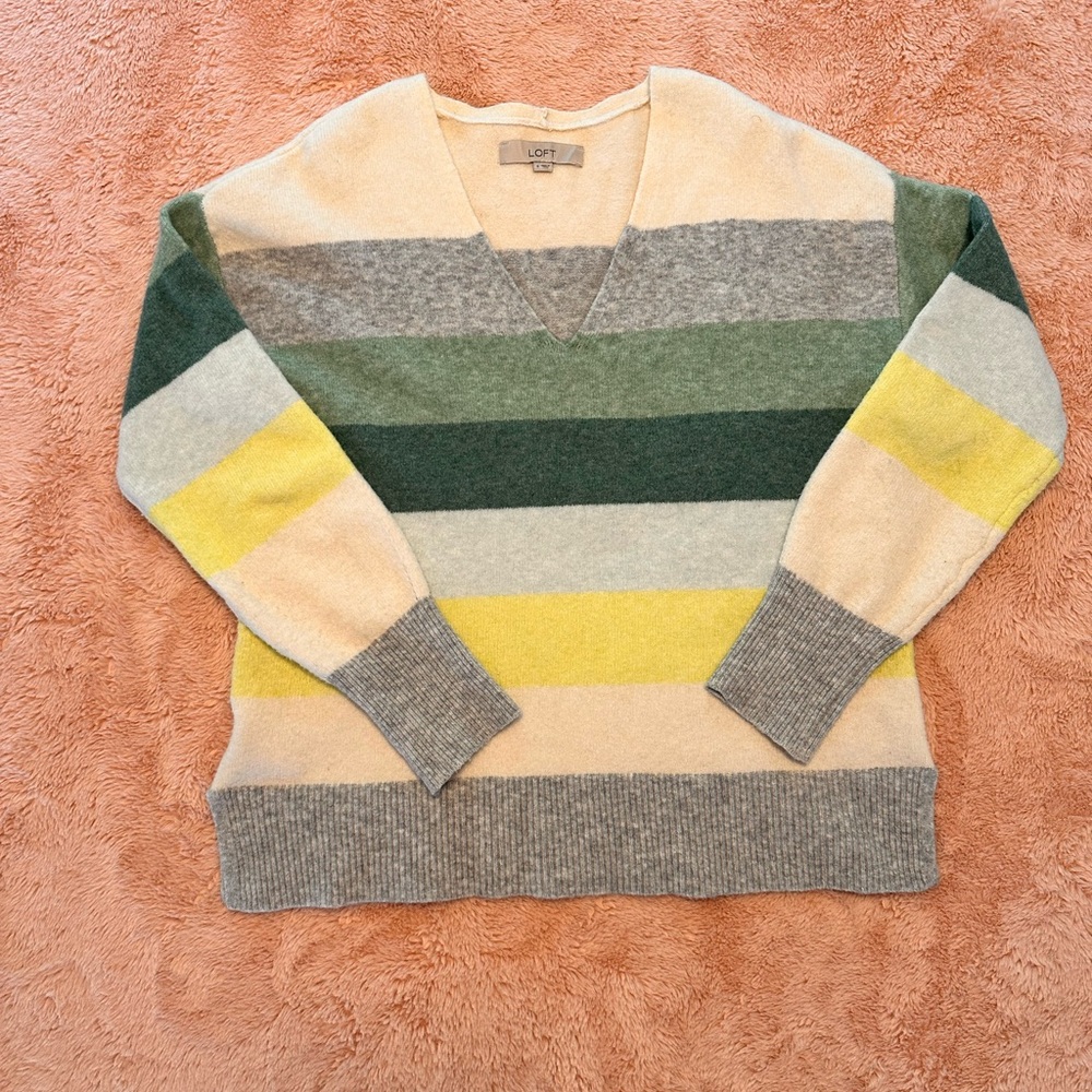 LOFT Striped V-neck Sweater